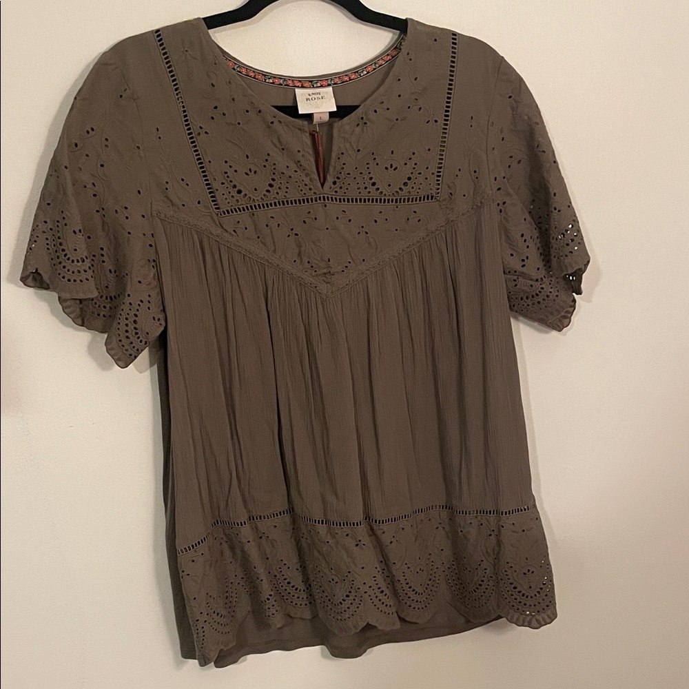 Knox Rose Green Eyelet Blouse
